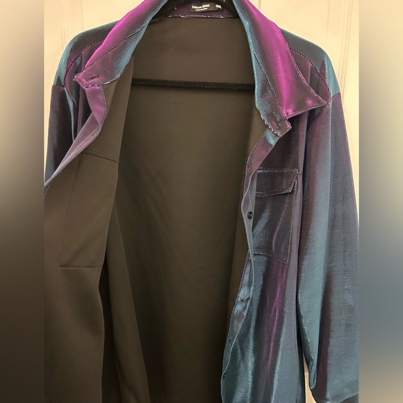Iridescent Teal and Purple Collared Shirt, Sz 3XL - Picture 6 of 7